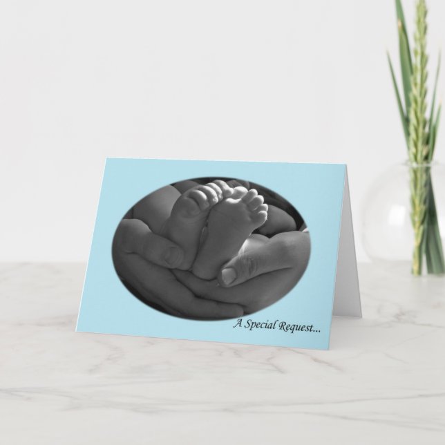 Hands and Baby Feet Boy's Godparent Request Card (Front)