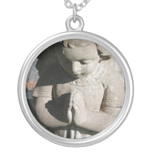 Hands and Heart Angel Necklace (round)