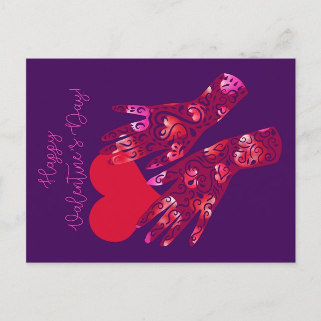 Hands and Heart | Happy Valentine's Day Postcard (Front)