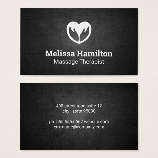 Hands and Heart Icon | Black Texture Background (Front & Back)