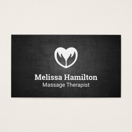 Hands and Heart Icon | Black Texture Background (Front)