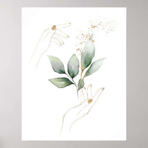 Hands and leaves Print Value Poster Paper Matte