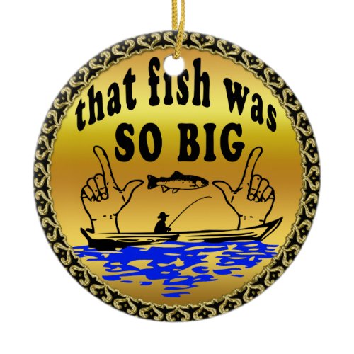 Hands apart showing a fish and a boat with water ceramic ornament