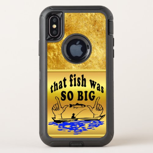 Hands apart showing a fish and a boat with water OtterBox defender iPhone x case