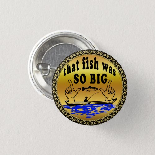 Hands apart showing a fish and a boat with water pinback button