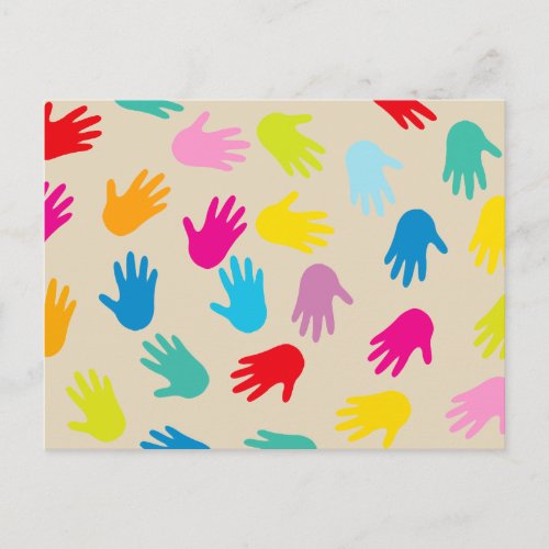 Hands around the world postcard