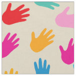 Hands around the world print fabric