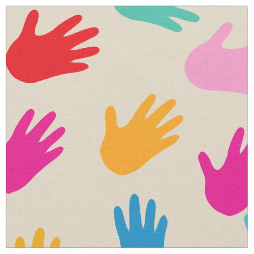 Hands around the world print fabric