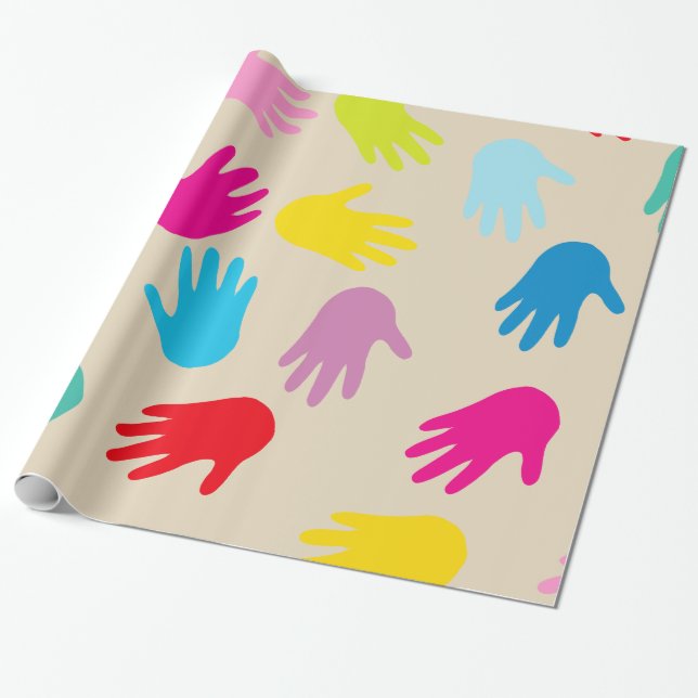 Hands around the world wrapping paper (Unrolled)