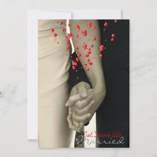 hands Balack and white wedding Rehearsal Dinner Invitation (Back)