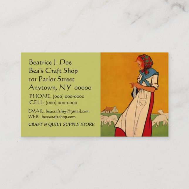 HANDS BUSY NEEDLEWORK KNIT CROCHET BUSINESS CARD (Front)