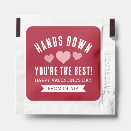 Hands Down  Kids Classroom Valentines Day Hand Sanitizer Packet