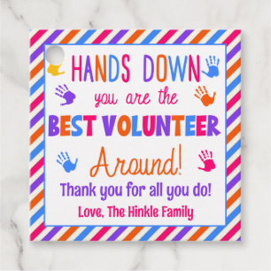 Hands Down You are the Best Volunteer Around Favor Tags