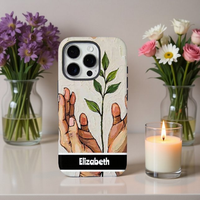 Hands Embracing Growth with a Plant Design  Case-Mate iPhone Case (Creator Uploaded)