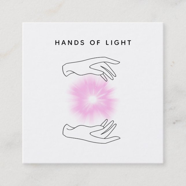 *~* Hands Energy Ball + Lights Reiki Healing Square Business Card (Front)