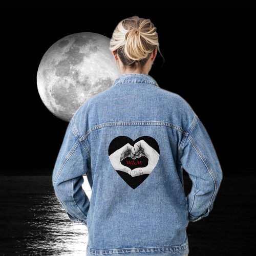 Hands Forming Heart Lovers Initials Denim Jacket