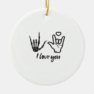 Hands Forming - Skeleton Heart Hands  Ceramic Ornament