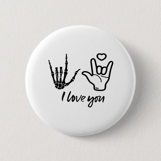 Hands Forming Skeleton Heart Hands Minimal Touch Button (Front)