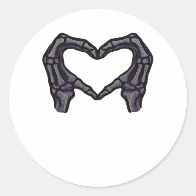 Hands Forming Skeleton Heart Hands Minimal Touch Classic Round Sticker (Front)
