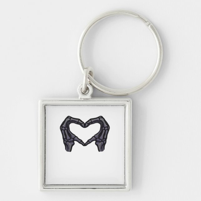 Hands Forming Skeleton Heart Hands Minimal Touch Keychain (Front)