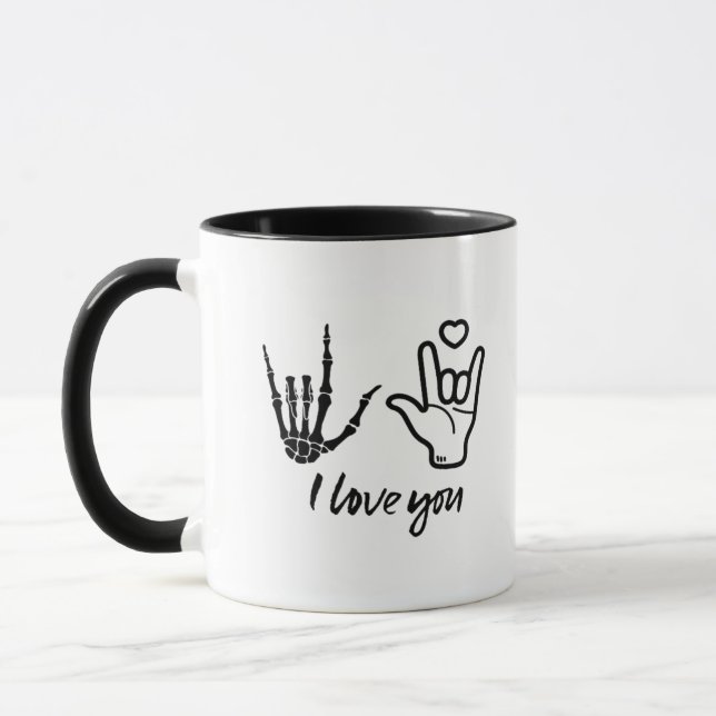Hands Forming Skeleton Heart Hands Minimal Touch Mug (Left)