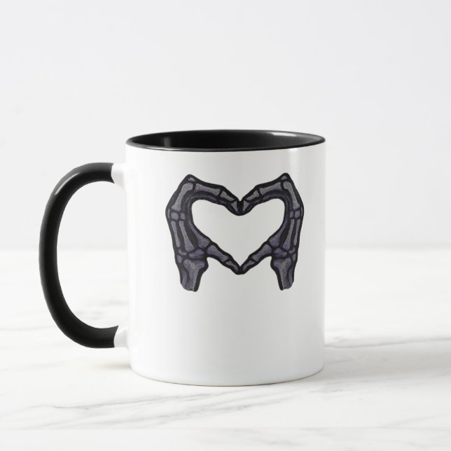 Hands Forming Skeleton Heart Hands Minimal Touch Mug (Left)