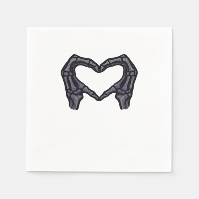 Hands Forming Skeleton Heart Hands Minimal Touch Napkins (Front)