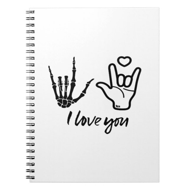 Hands Forming Skeleton Heart Hands Minimal Touch Notebook (Front)