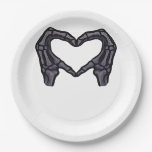Hands Forming Skeleton Heart Hands Minimal Touch Paper Plates