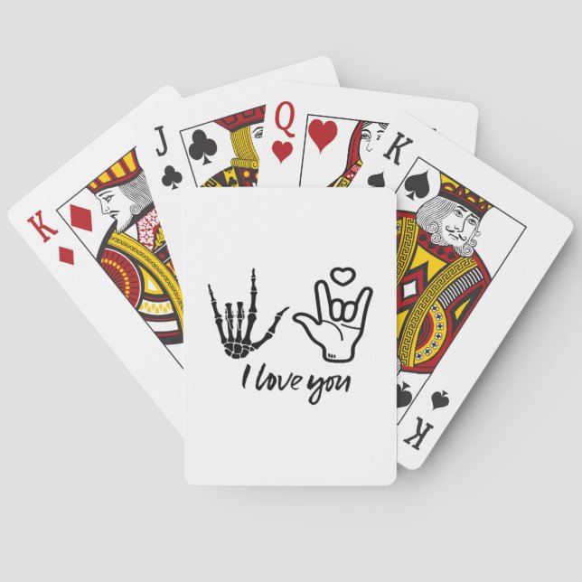 Hands Forming Skeleton Heart Hands Minimal Touch Poker Cards (Back)