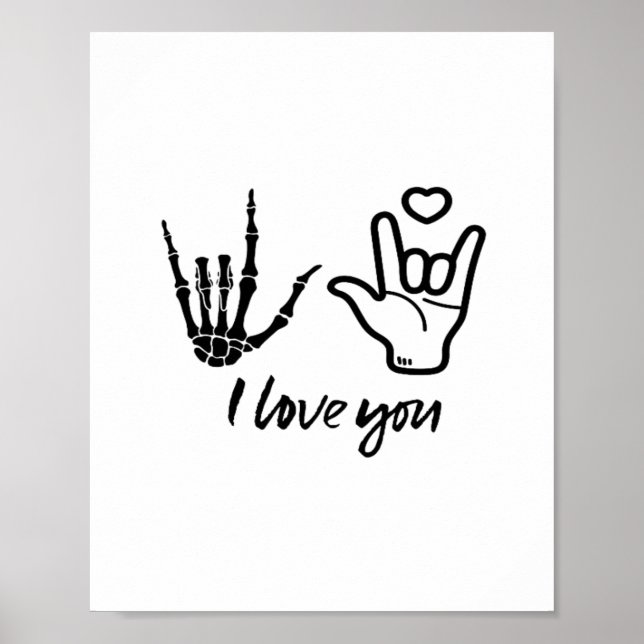 Hands Forming Skeleton Heart Hands Minimal Touch Poster (Front)