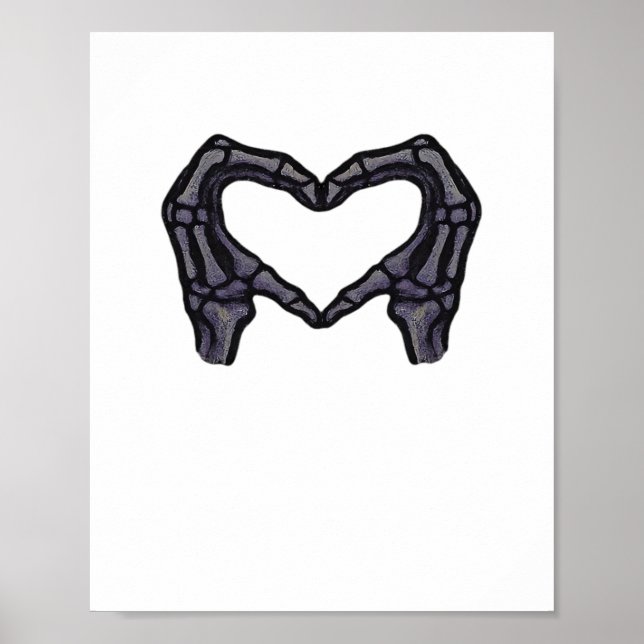 Hands Forming Skeleton Heart Hands Minimal Touch Poster (Front)