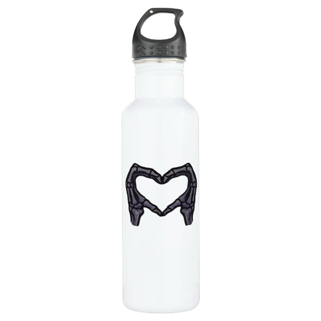 Hands Forming Skeleton Heart Hands Minimal Touch Stainless Steel Water Bottle (Front)