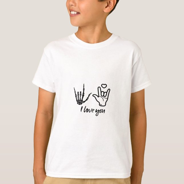 Hands Forming Skeleton Heart Hands Minimal Touch T-Shirt (Front)