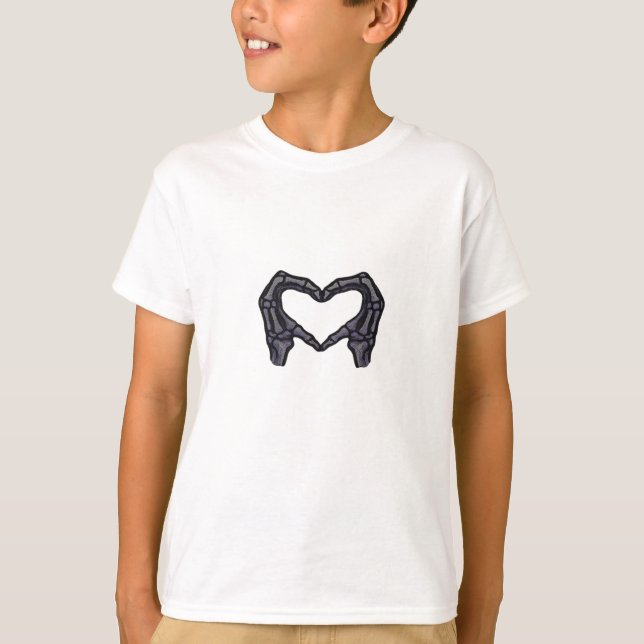 Hands Forming Skeleton Heart Hands Minimal Touch T-Shirt (Front)