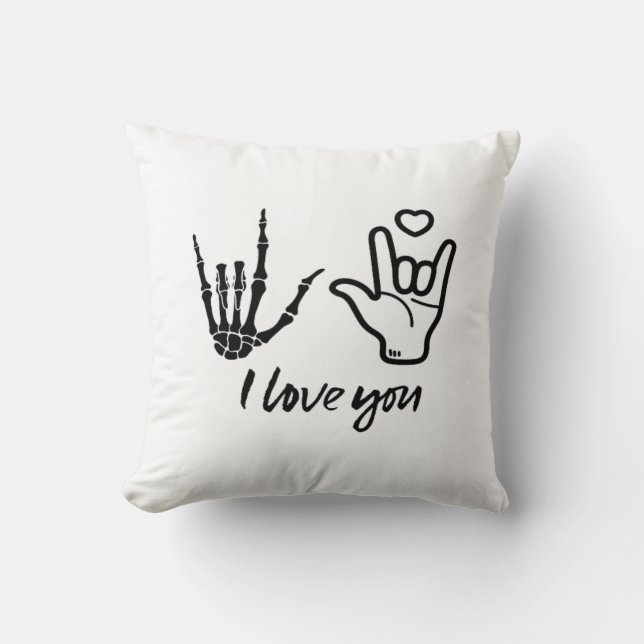 Hands Forming Skeleton Heart Hands Minimal Touch Throw Pillow (Front)