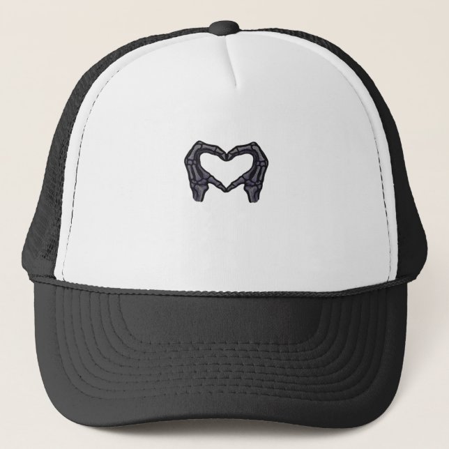Hands Forming Skeleton Heart Hands Minimal Touch Trucker Hat (Front)