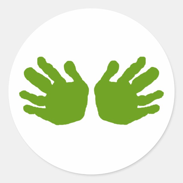 Hands Green The MUSEUM Zazzle Gifts Classic Round Sticker (Front)