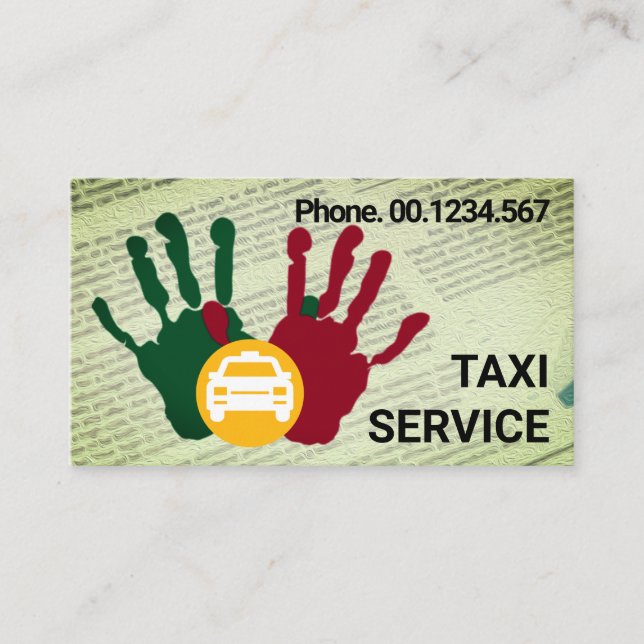 Hands Hailing Calling Taxi Service Ride Share Business Card (Front)
