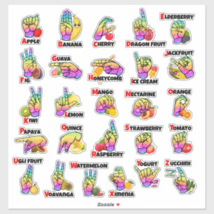 Hands & Harvest: Learn ASL with Fruits Sticker