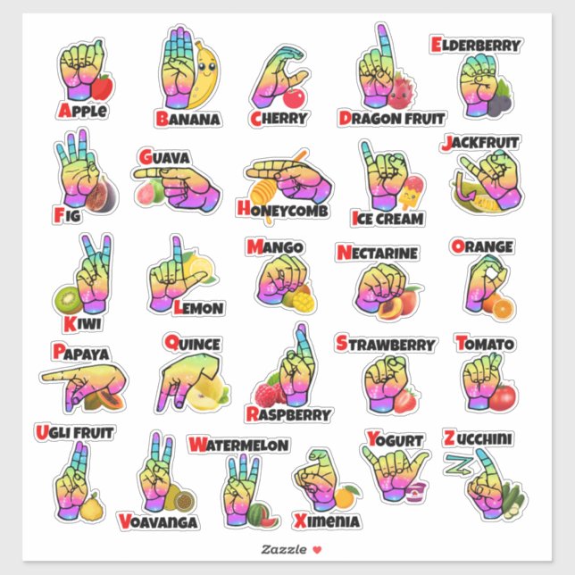 Hands & Harvest: Learn ASL with Fruits Sticker (Sheet)