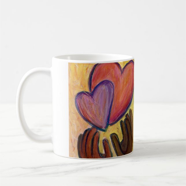 Hands & Heart Diversity Love Art Custom Coffee Cup (Left)