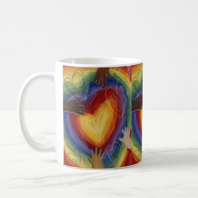 Hands & Heart Diversity Love Art Custom Coffee Cup (Left)