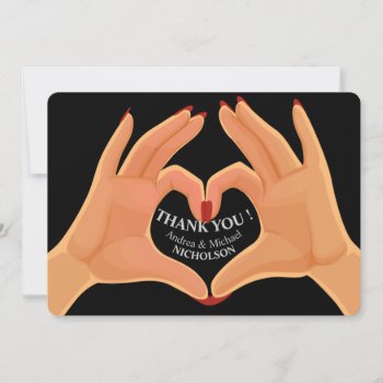 Hands Heart Love Sign Modern Thank You Card by zlatkocro at Zazzle