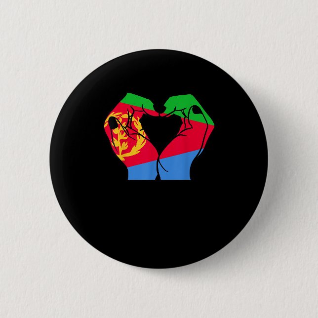 Hands Heart With Eritrean Flag Button (Front)