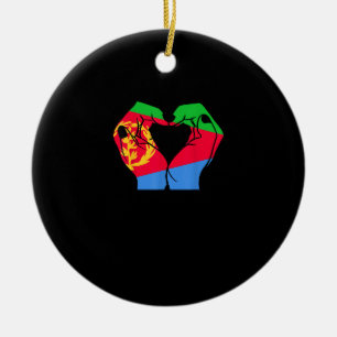 Hands Heart With Eritrean Flag Ceramic Ornament