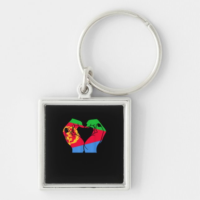 Hands Heart With Eritrean Flag Keychain (Front)
