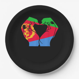 Hands Heart With Eritrean Flag Paper Plates