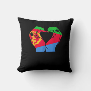 Hands Heart With Eritrean Flag Throw Pillow