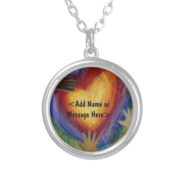 Hands & Hearts Love Art Jewelry Pendant Necklace (Front)